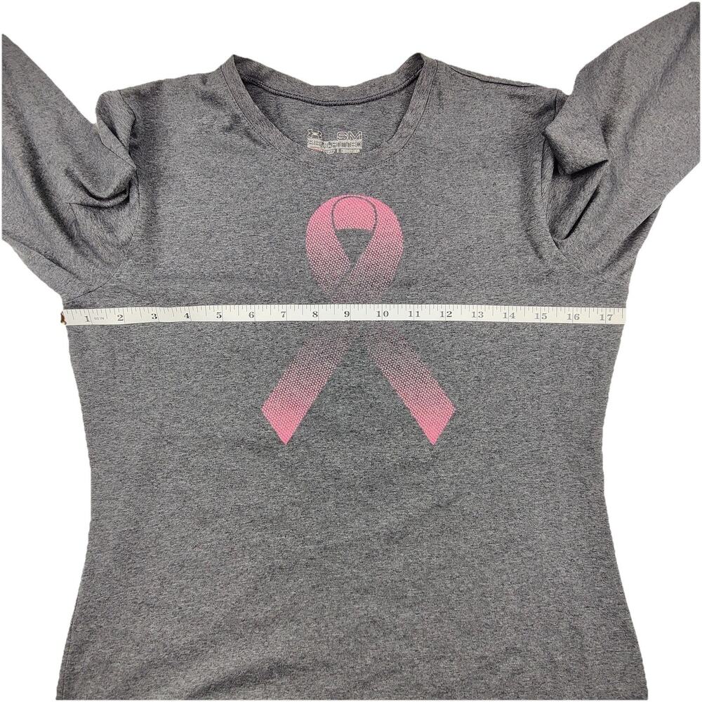 Under Armour HeatGear Shirt Womens Small Gray Power In Pink Long Sleeve Athletic - Picture 7 of 10
